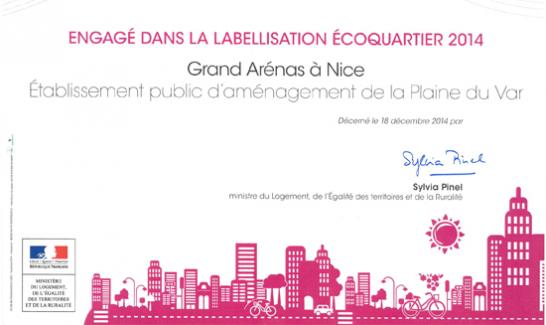 Labellisation ÉcoQuartier du Grand Arénas